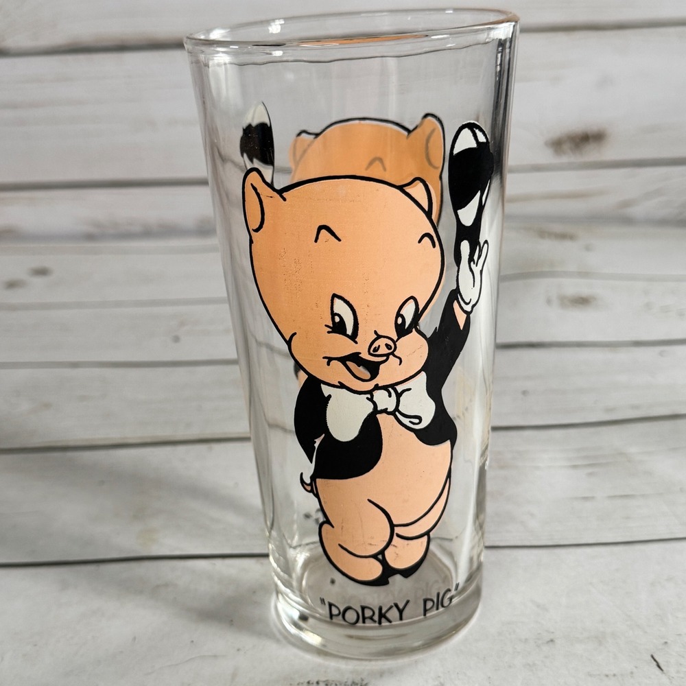 1973 Pepsi Porky Pig‎ Glass Warner Bros Looney Tunes Collector Series VTG